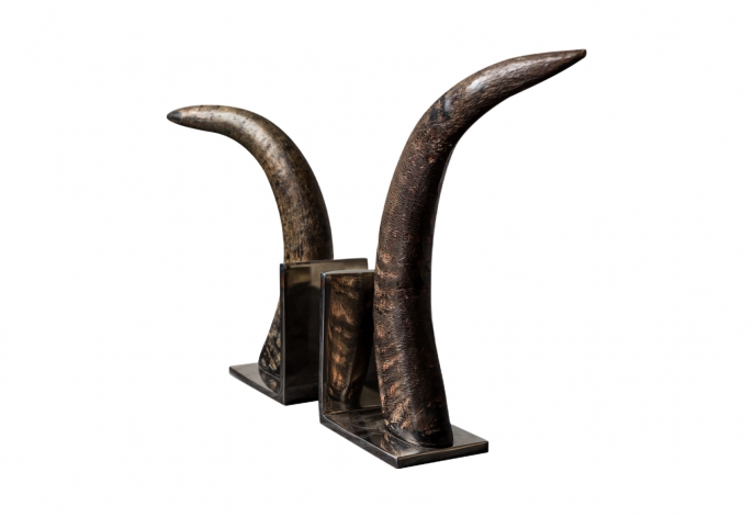Tusk Bookends Natural Nickel (set of 2)