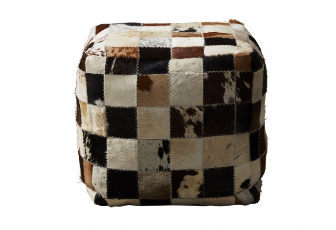 Leather Patch Ottoman