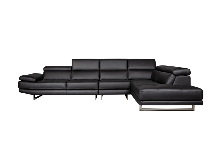 Aster Lounge Leather Sofa Black Right