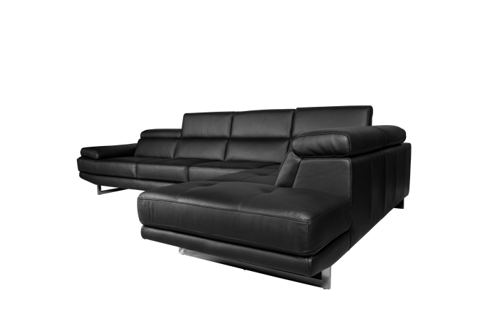 Aster Lounge Leather Sofa Black Right