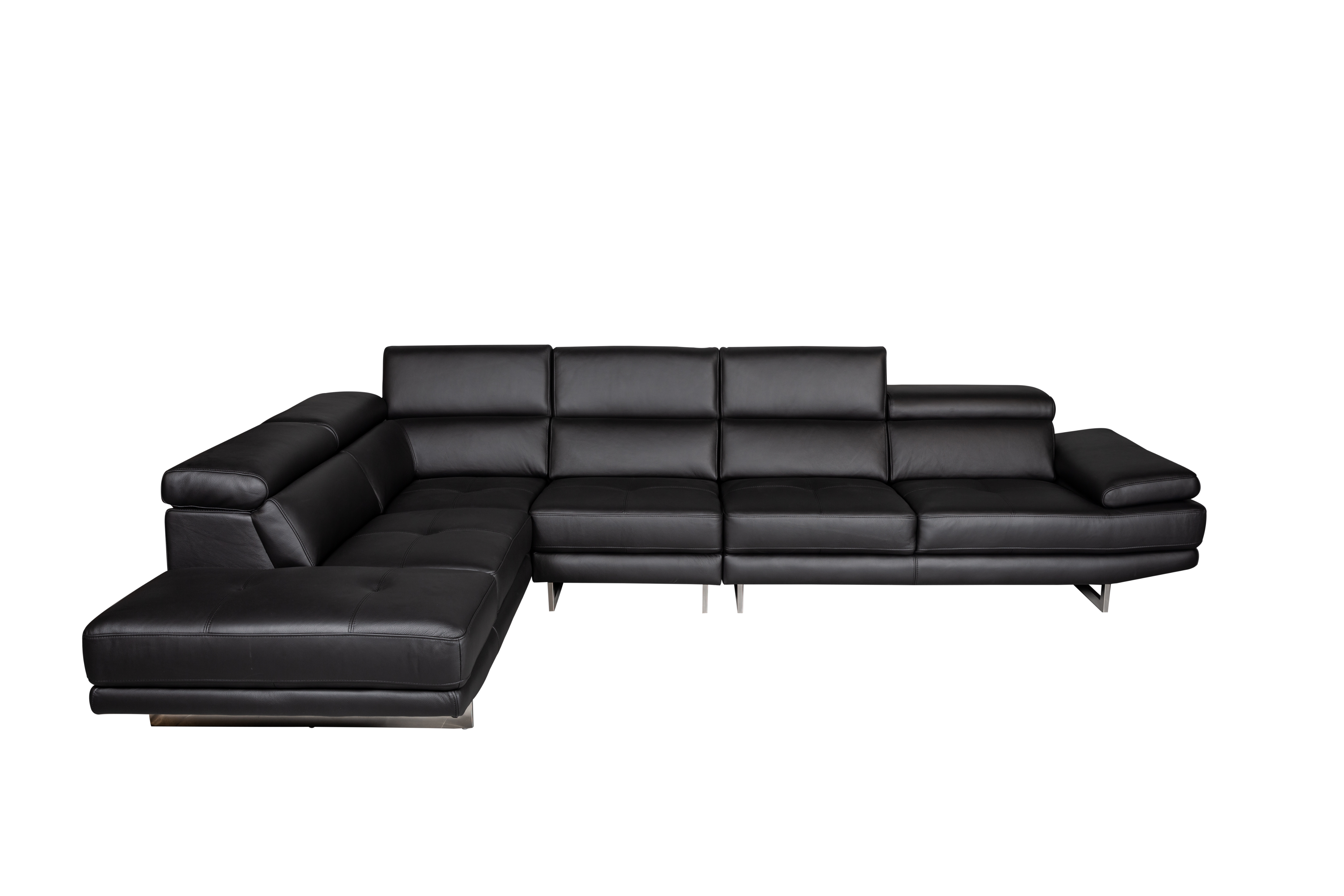Aster Lounge Leather Sofa Black Left