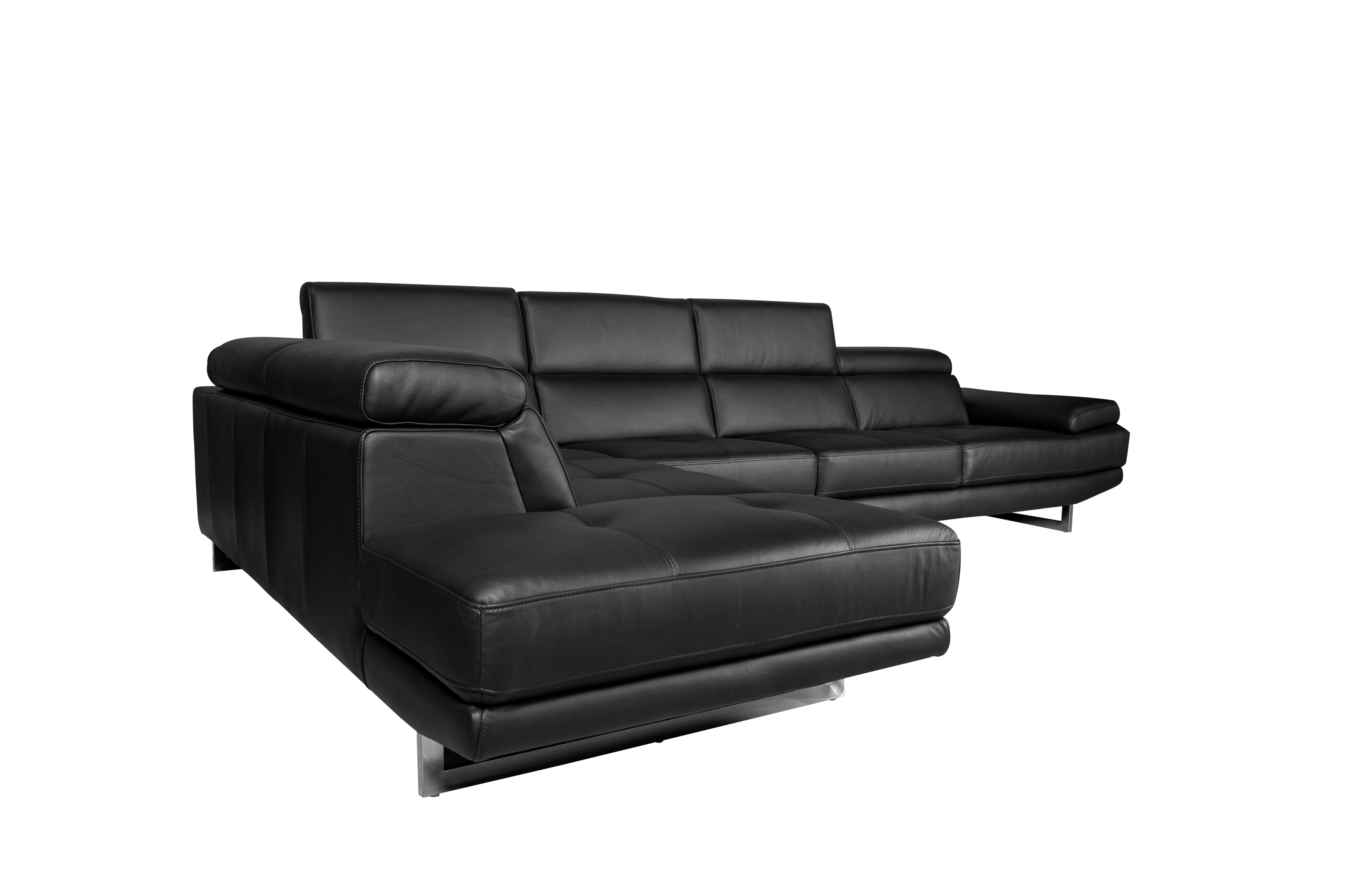 Aster Lounge Leather Sofa Black-Left