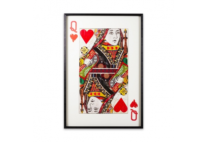 Queen of hearts framed paper collage