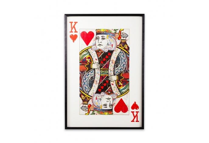 King of hearts framed paper collage