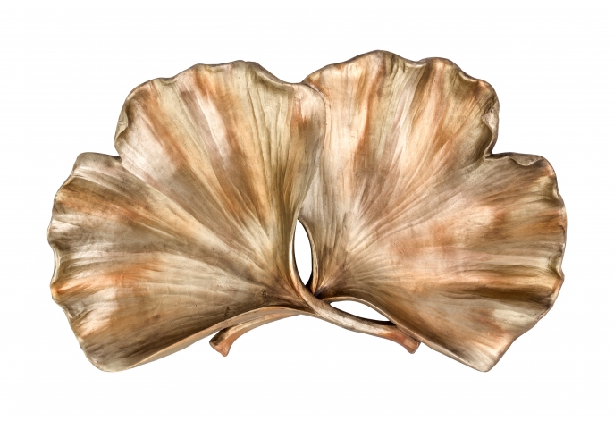 Antique gold ginkgo leaf plate