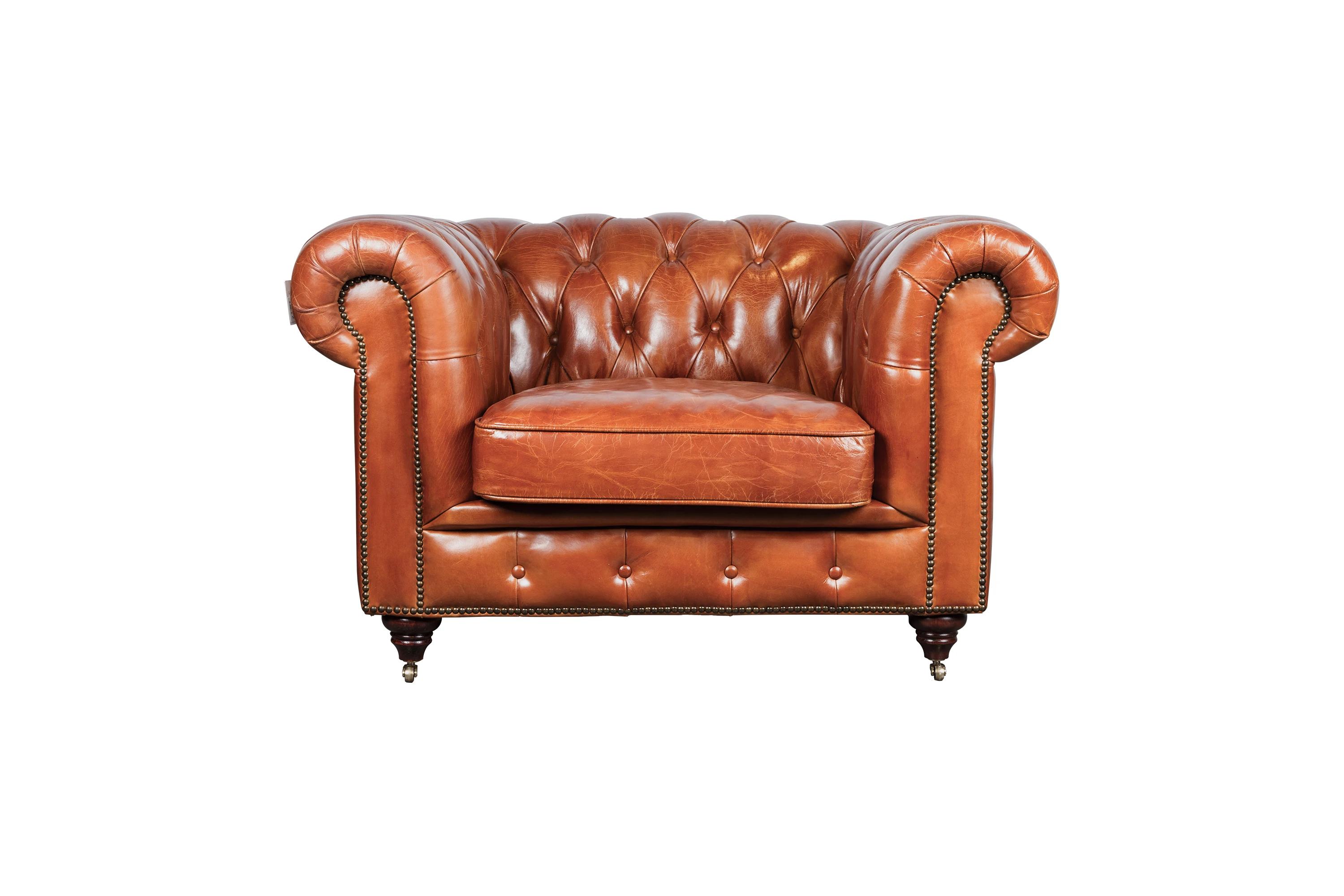 Oxford Single Seat Leather Sofa-Brown