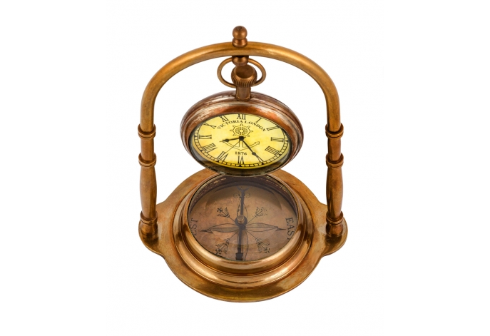 Lifestyle Antique Clock And Compass Duo