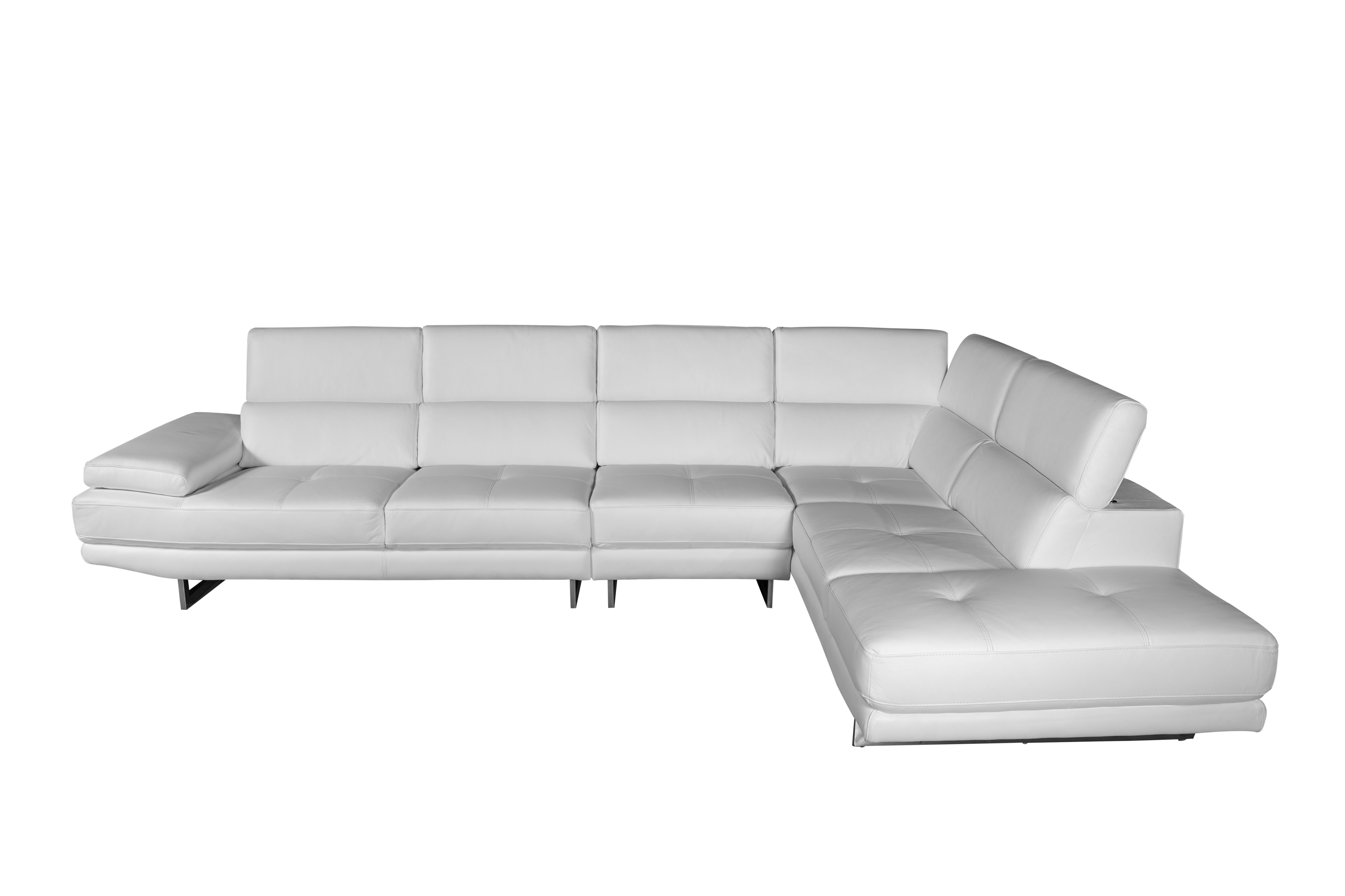 Aster Lounge Leather Sofa White - Right