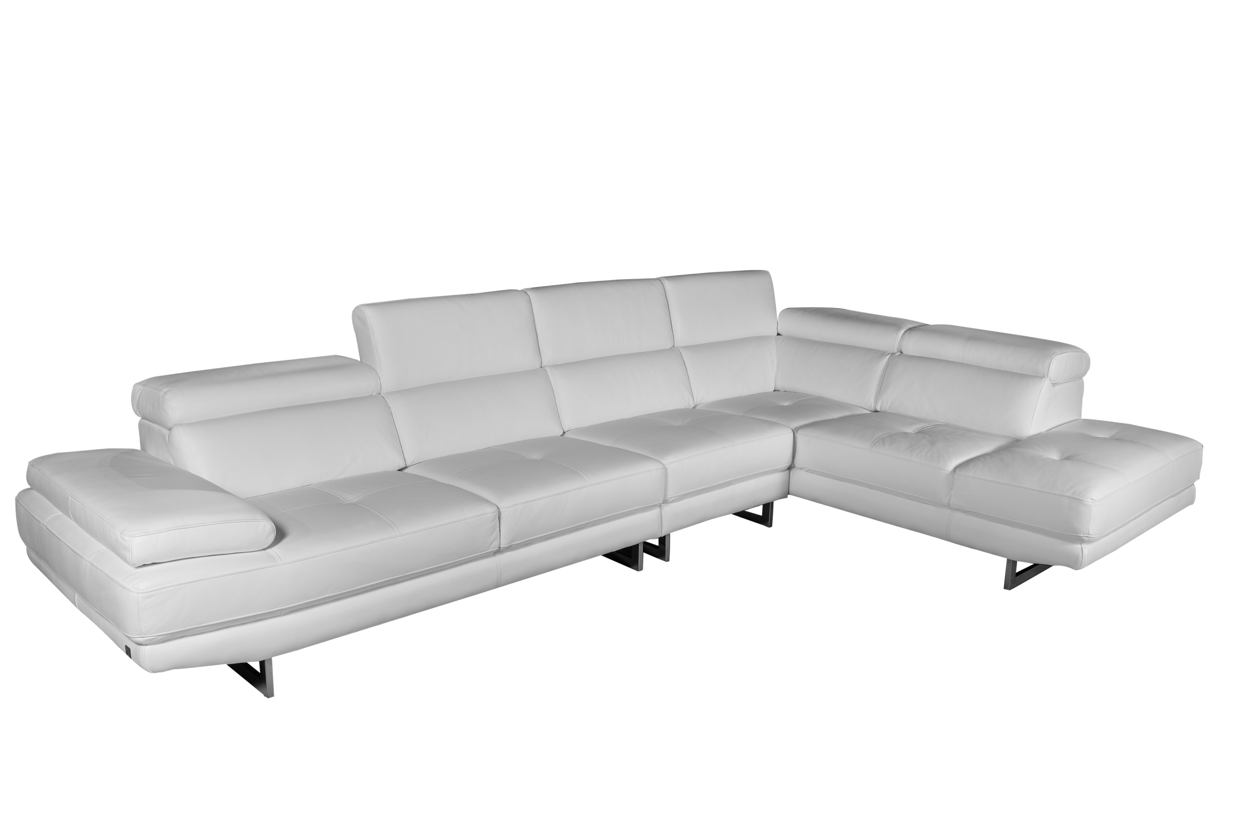 Aster Lounge Leather Sofa White - Right
