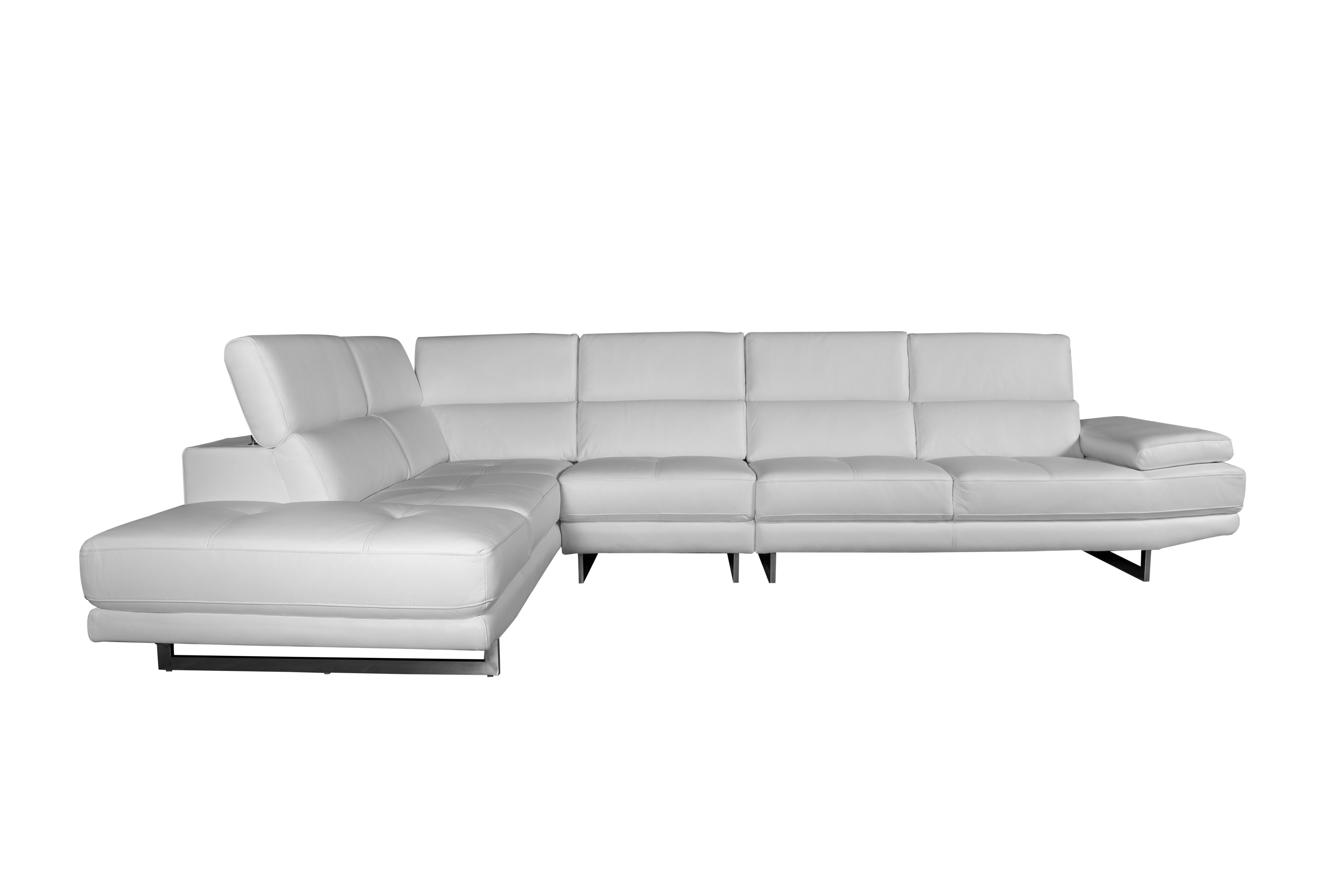 Aster Lounge Leather Sofa White - Left