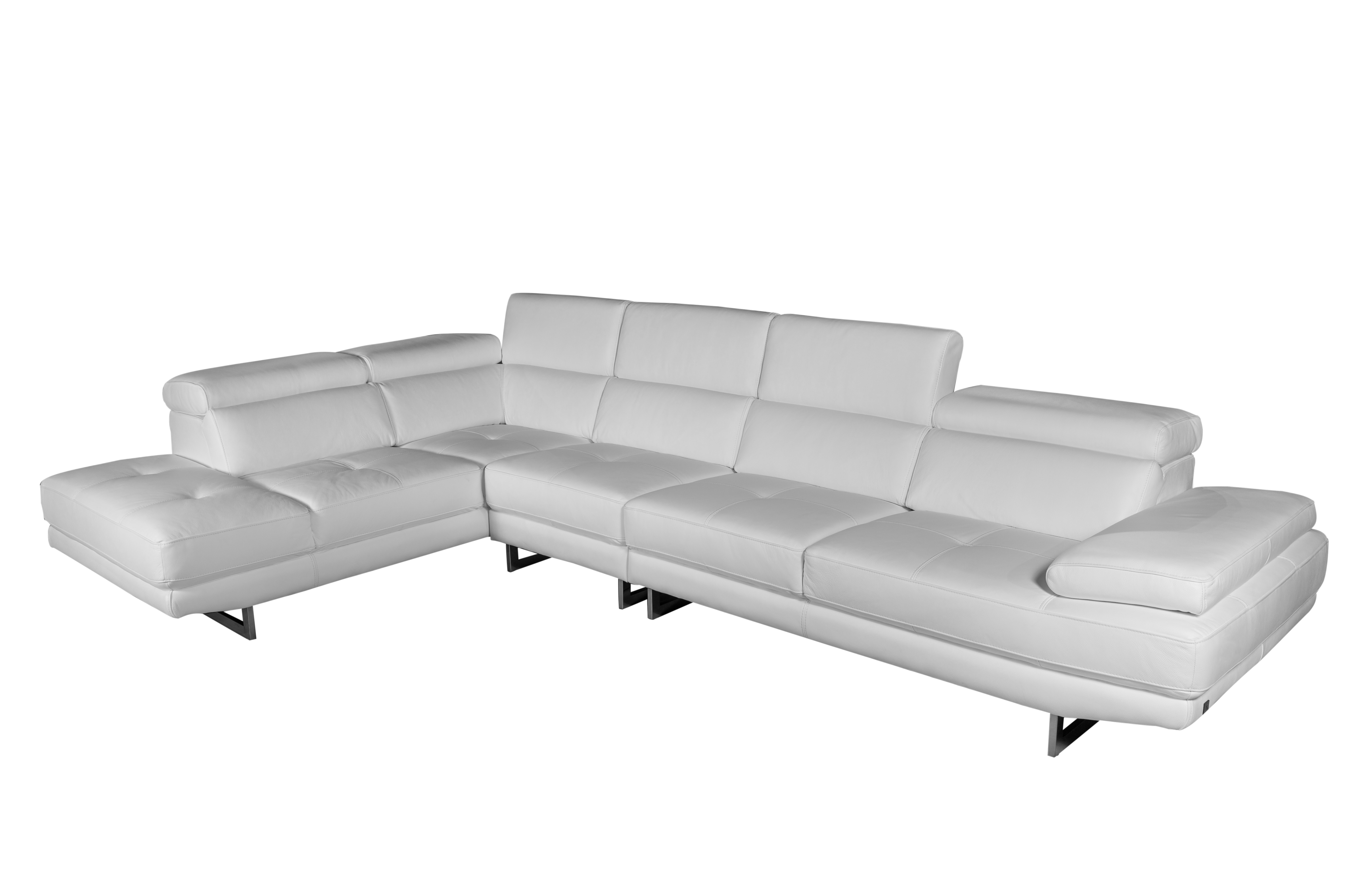Aster Lounge Leather Sofa White - Left