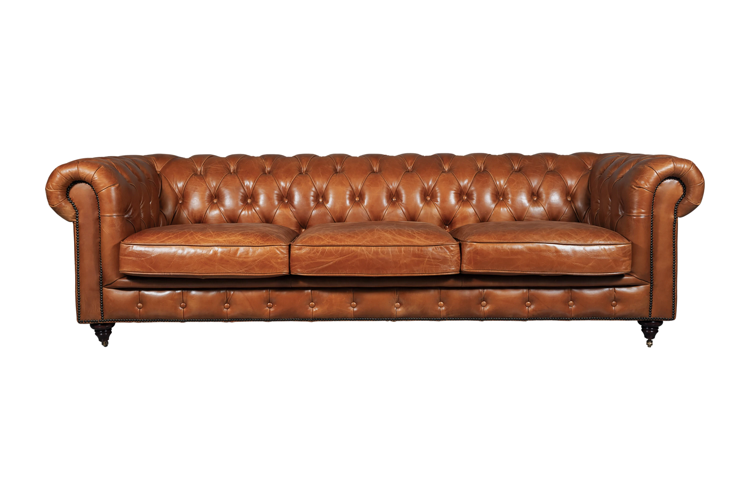 Oxford 3-Seater Leather Sofa-Brown