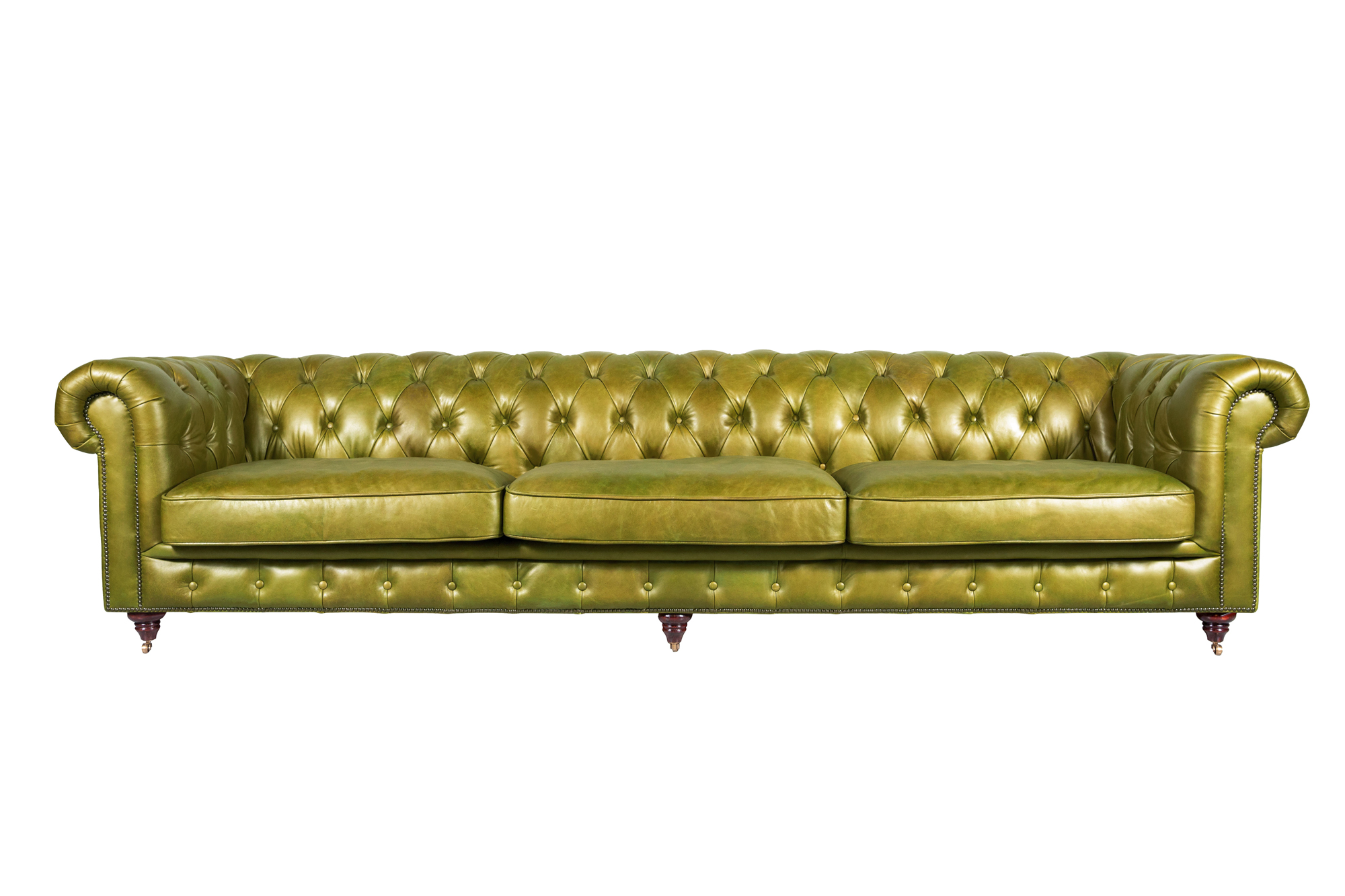 Oxford 4-Seater Leather Sofa Olive Green