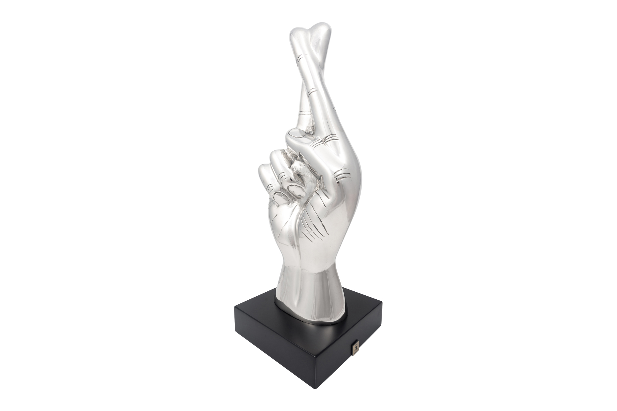 Finger Crossed Statue Silver