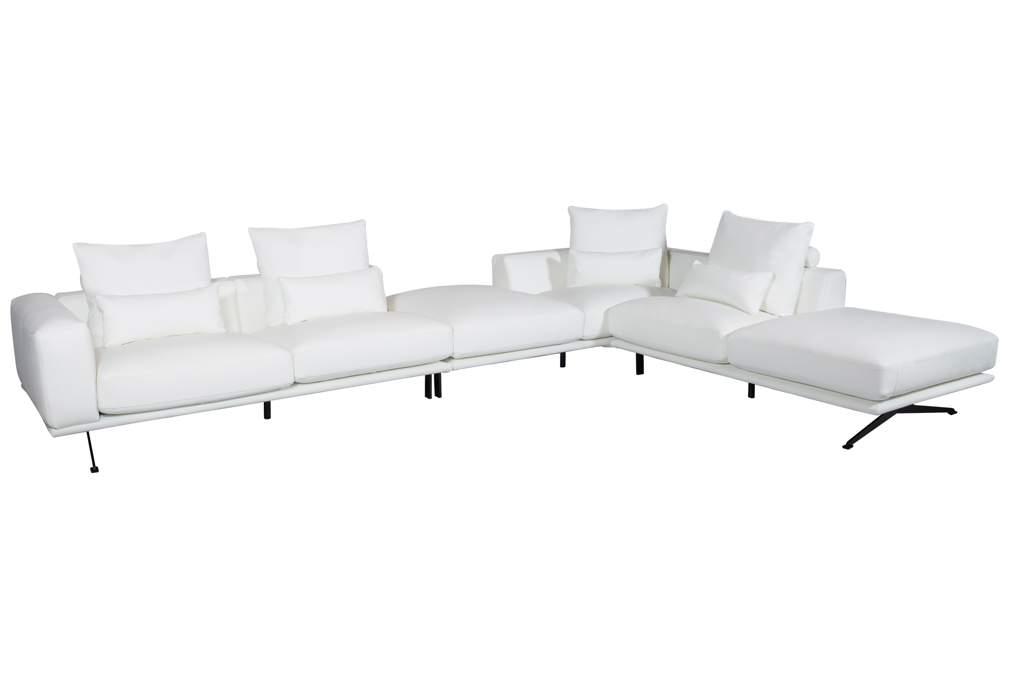 Luciano Lounge Leather Sofa White-Right