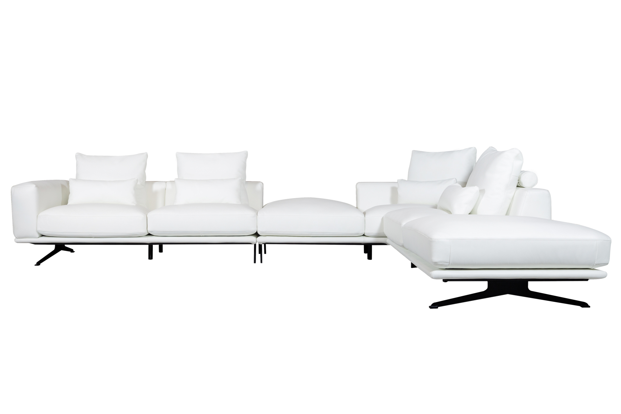 Luciano Lounge Leather Sofa White-Right