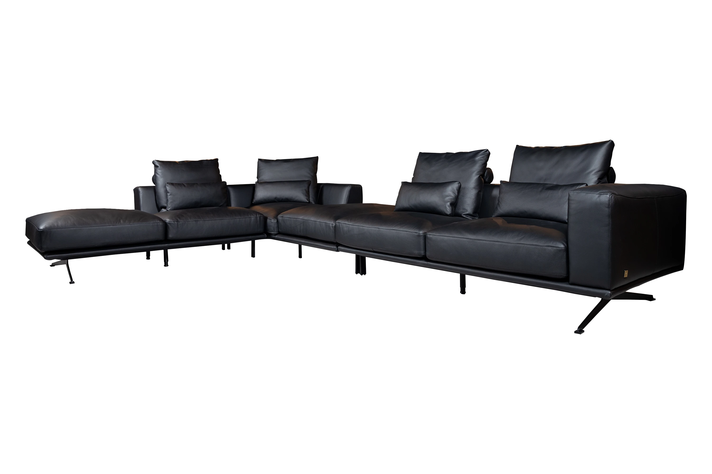 Luciano Lounge Leather Sofa Black-Left