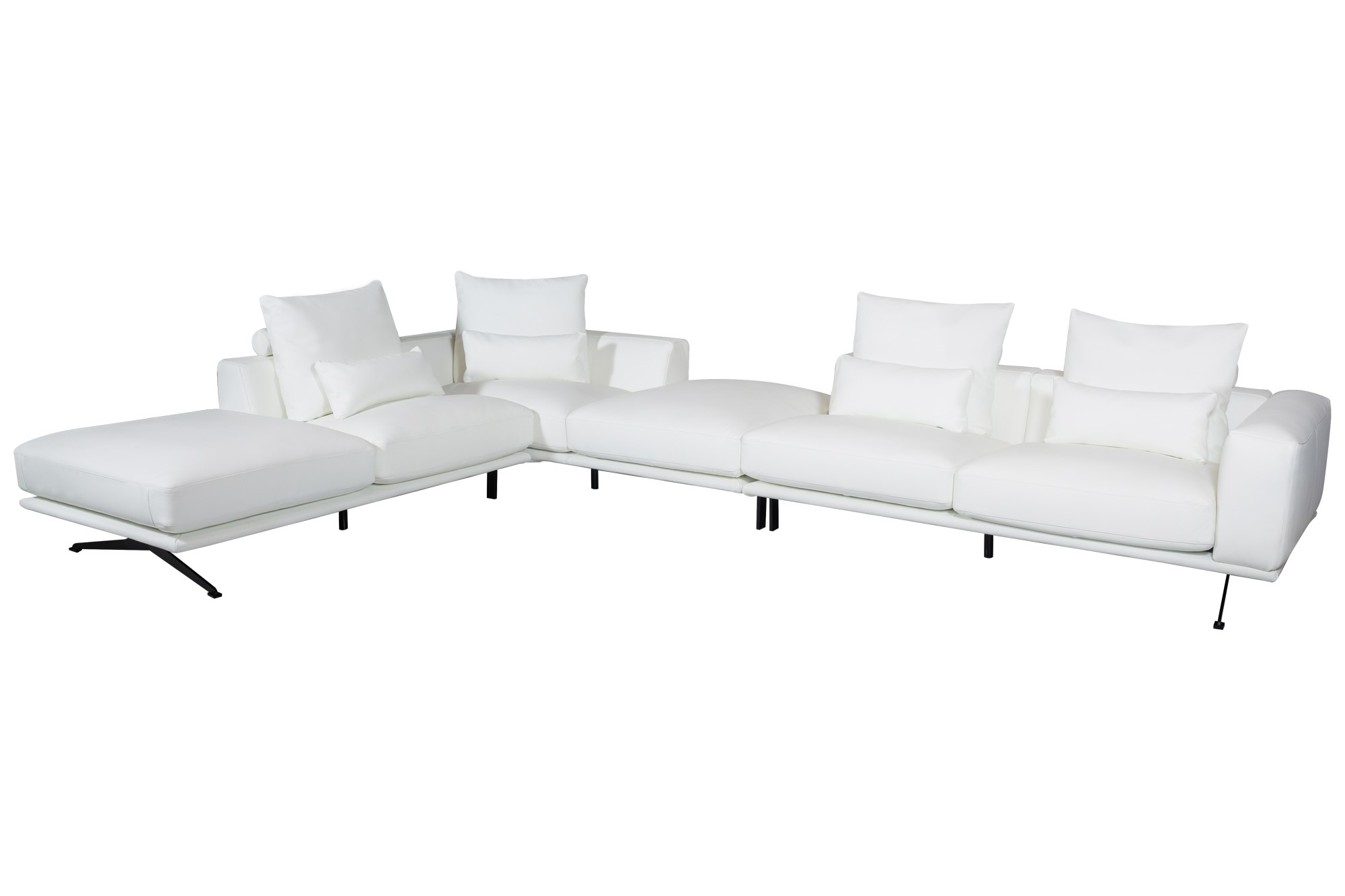 Luciano Lounge Leather Sofa White-Left